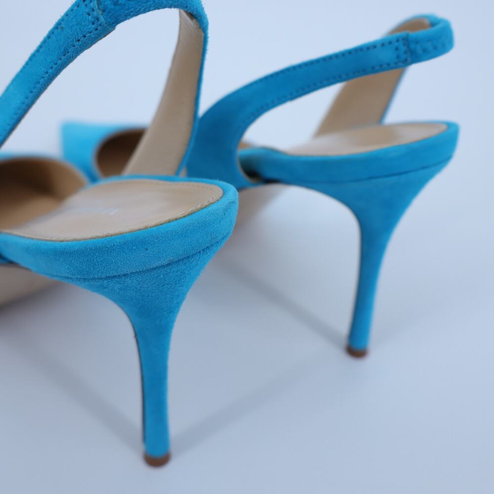 MARION PARKE Classic Suede Slingback Heel Sky Blue Pointed Toe Women's 41/US 11 - Picture 3 of 7